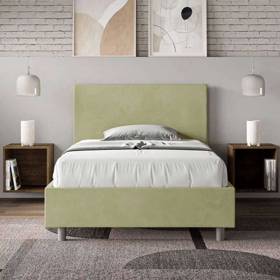 120x200 cm queen size-säng med mikrofiberhuvudgavel Tillverkad i Italien - Pallone Viadurini