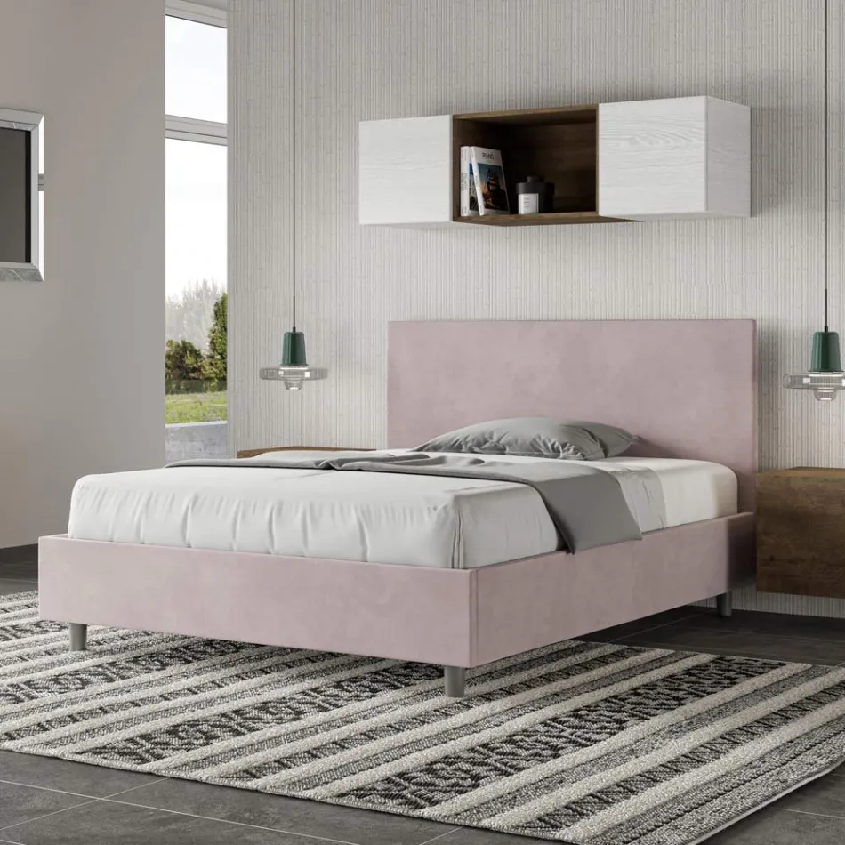 Dubbelsäng 140x200 cm med huvudgavel i mikrofiber Tillverkad i Italien - Pallone Viadurini