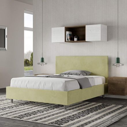 Queen size-säng 140x200 cm med sänggavel i mikrofiber Tillverkad i Italien - Pallone Viadurini