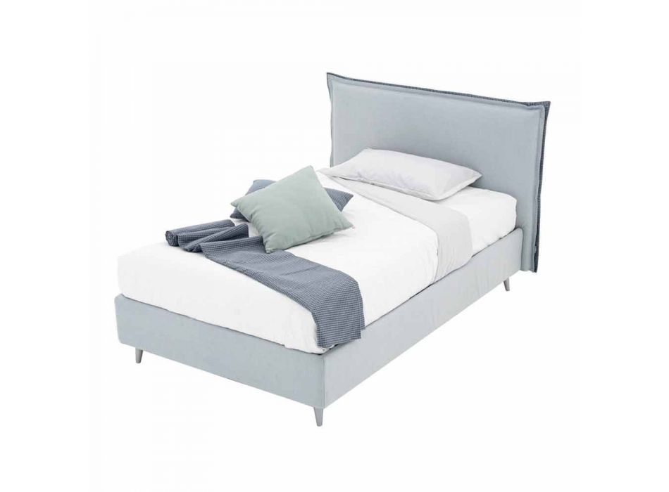 En och en halv modern säng i tyg och trä Tillverkad i Italien - Reissa Viadurini