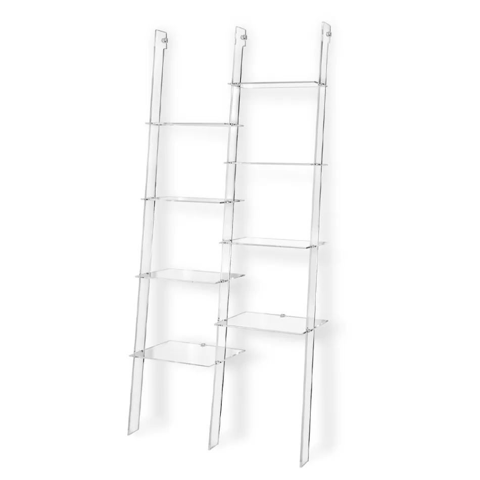 Väggbokhylla i transparent plexiglasdesign upp till 4 element - Trezza Viadurini