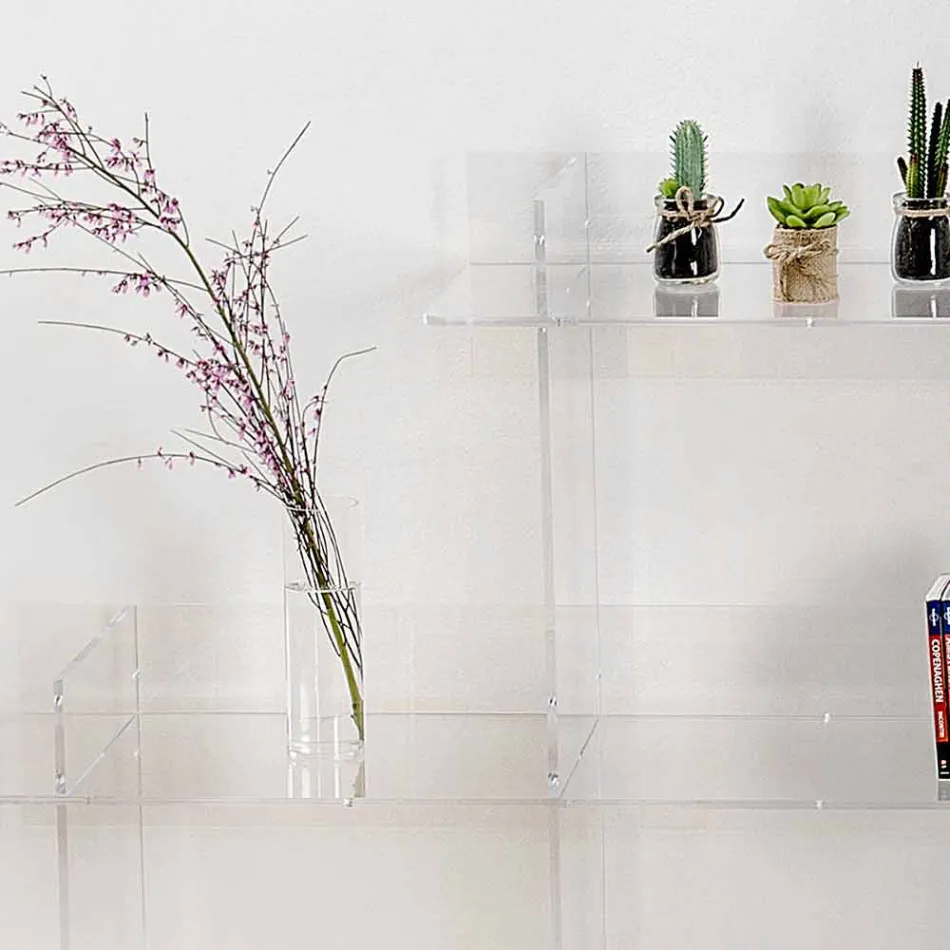 Bokhylla transparenta väggen Sfera3 L180 x H180 x P30 cm, tillverkad i Italien Viadurini