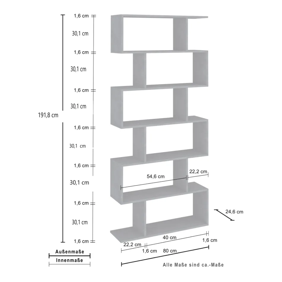 Vertikal Design Vägg Bokhylla Vardagsrum i Trä 3 Finishes - Minetta Viadurini