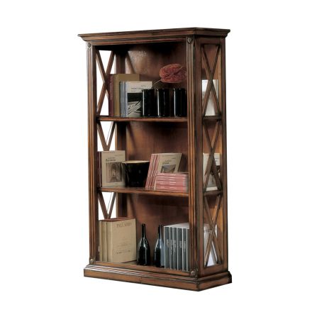 Hög bokhylla med trästruktur och öppna fack Tillverkad i Italien - Fauno Viadurini