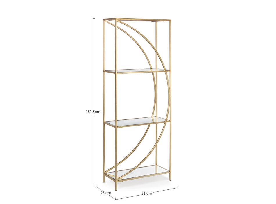 Bokhylla i hög stål och 3 glashyllor Elegant design - Noralea Viadurini