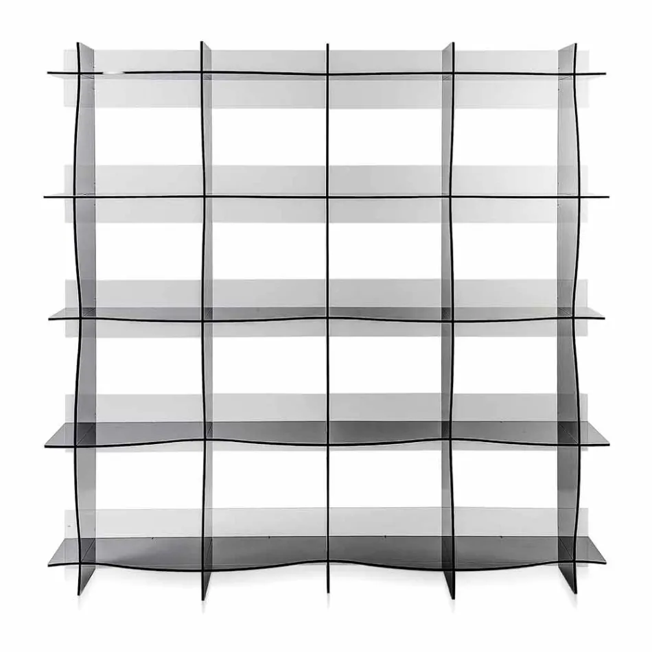 fristående bokhylla / vägg modern design Pam rökt, tillverkad i Italien Viadurini