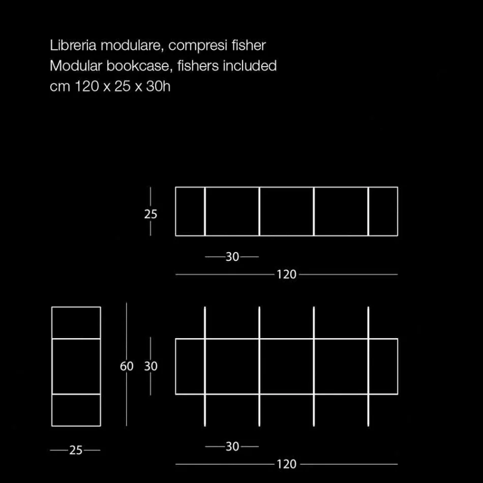 Väggbokhylla i modulär design i metall olika färger - Roger Viadurini