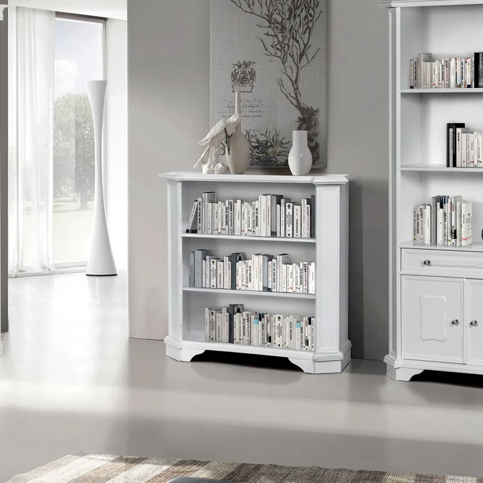 Bokhylla med 3 öppna fack i fanerat trä Tillverkad i Italien - Epona Viadurini