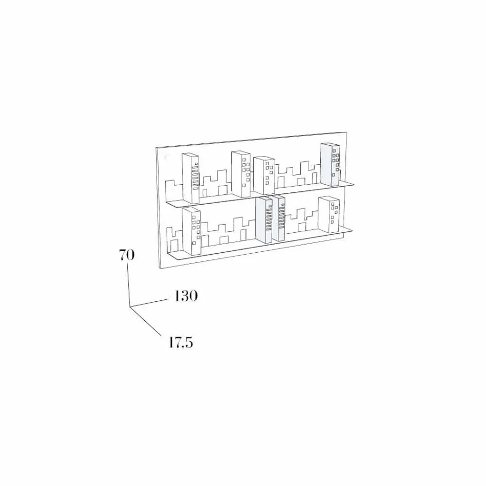 Bokhylla Hang Skyline 130x70 Mabele Viadurini