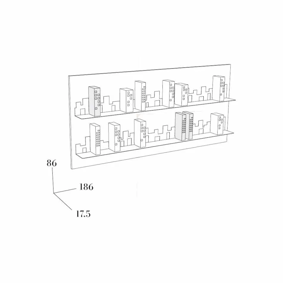 Bokhylla Hang Skyline 186x86 Mabele Viadurini