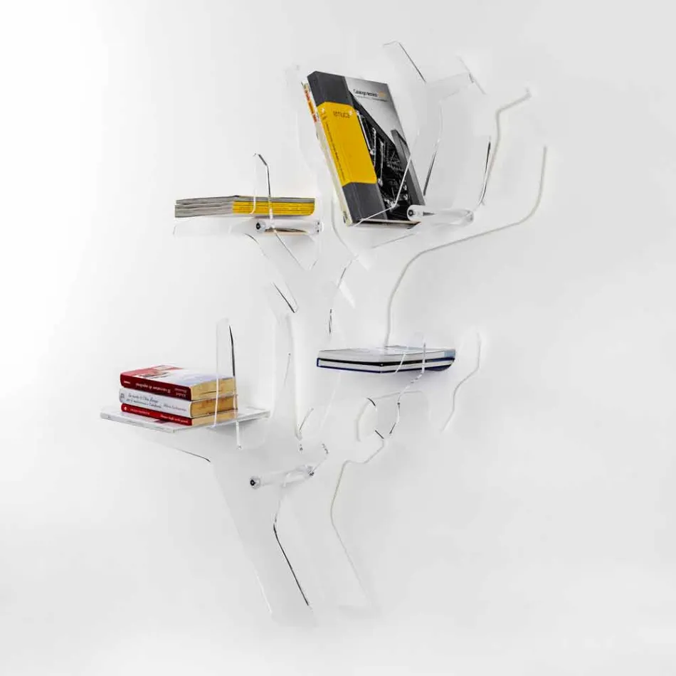 Bokhylla vit modern design Carol Wall, tillverkad i Italien Viadurini