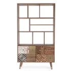 Vardagsrumsbokhylla i mangoträ och Homemotion återvunna dörrar - Auriel Viadurini