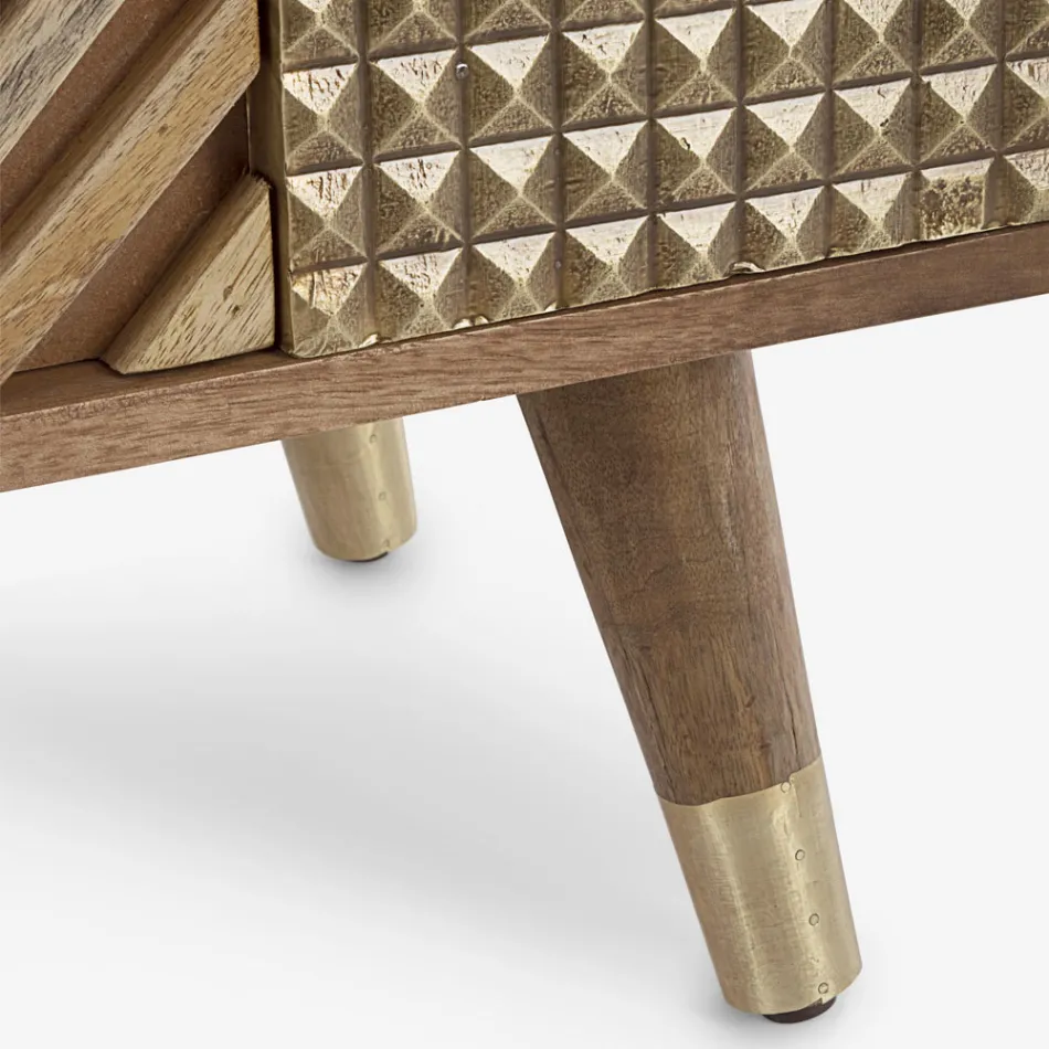 Vardagsrumsbokhylla i mangoträ och Homemotion återvunna dörrar - Auriel Viadurini