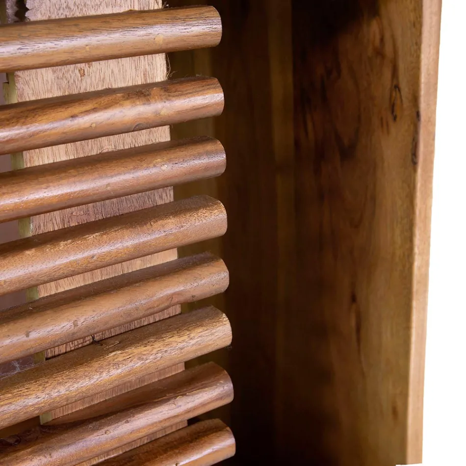 Bokhylla för vardagsrummet av akaciaträ - Vortice Viadurini