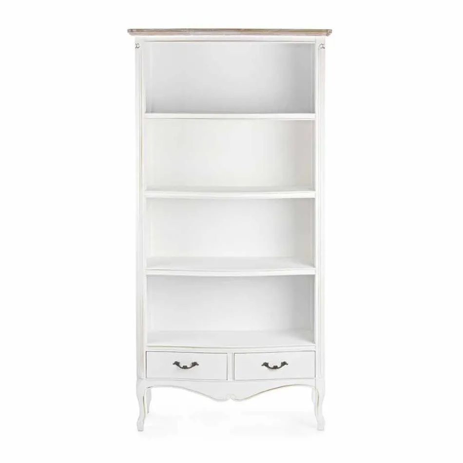 Klassisk golvbokhylla i trä med metallhandtag Homemotion - Spina Viadurini