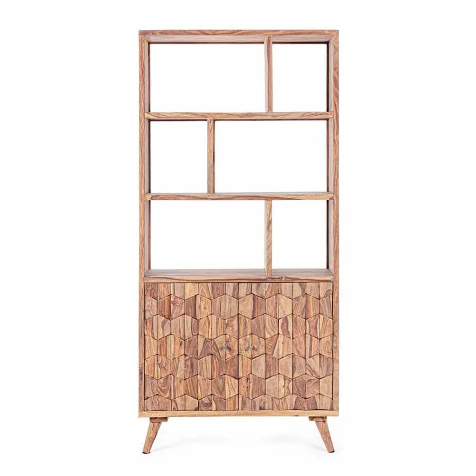 Vintage Design Golvbokhylla i trä och stål Homemotion - Ventador Viadurini