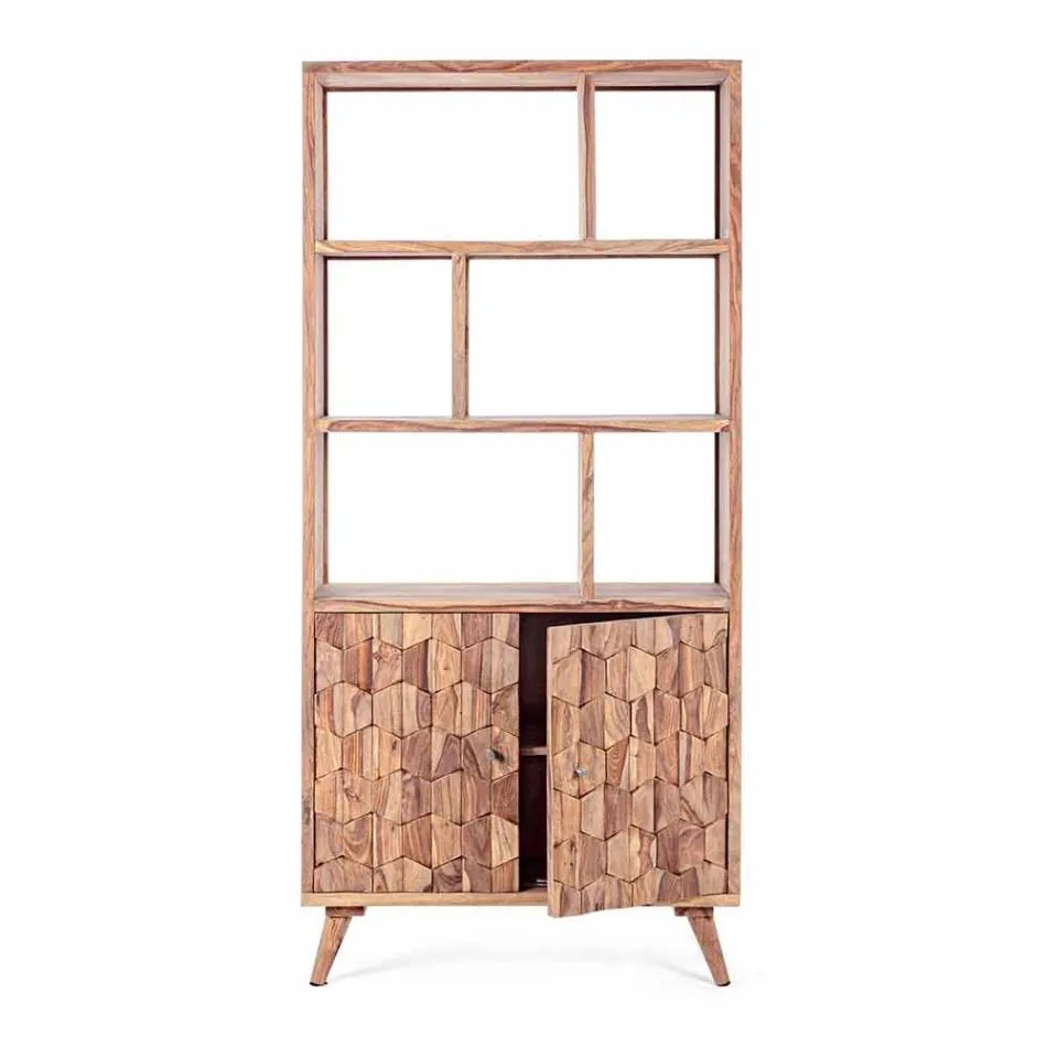 Vintage Design Golvbokhylla i trä och stål Homemotion - Ventador Viadurini