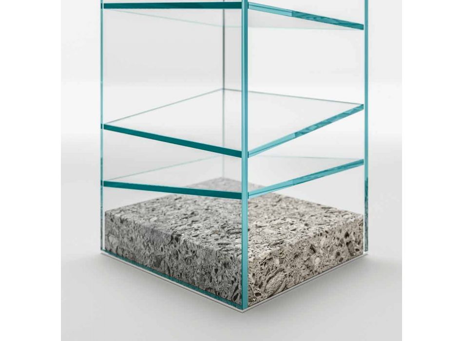 Designgolvbokhylla i glas med stålbas Tillverkad i Italien - Biba Viadurini