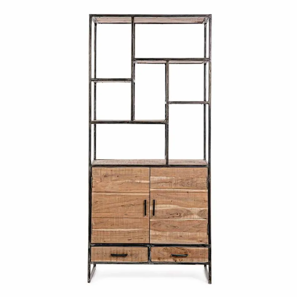 Homemotion Golvbokhylla i målat stål med trähyllor - Zompo Viadurini