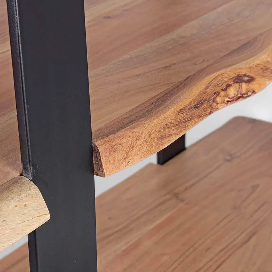 Homemotion Modern stålgolvbokhylla med trähyllor - Lanza Viadurini