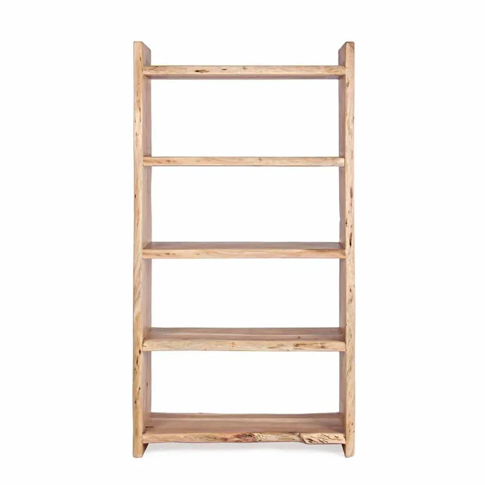 Modern golvbokhylla i akaciaträ med 5 hyllor Homemotion - Lauro Viadurini