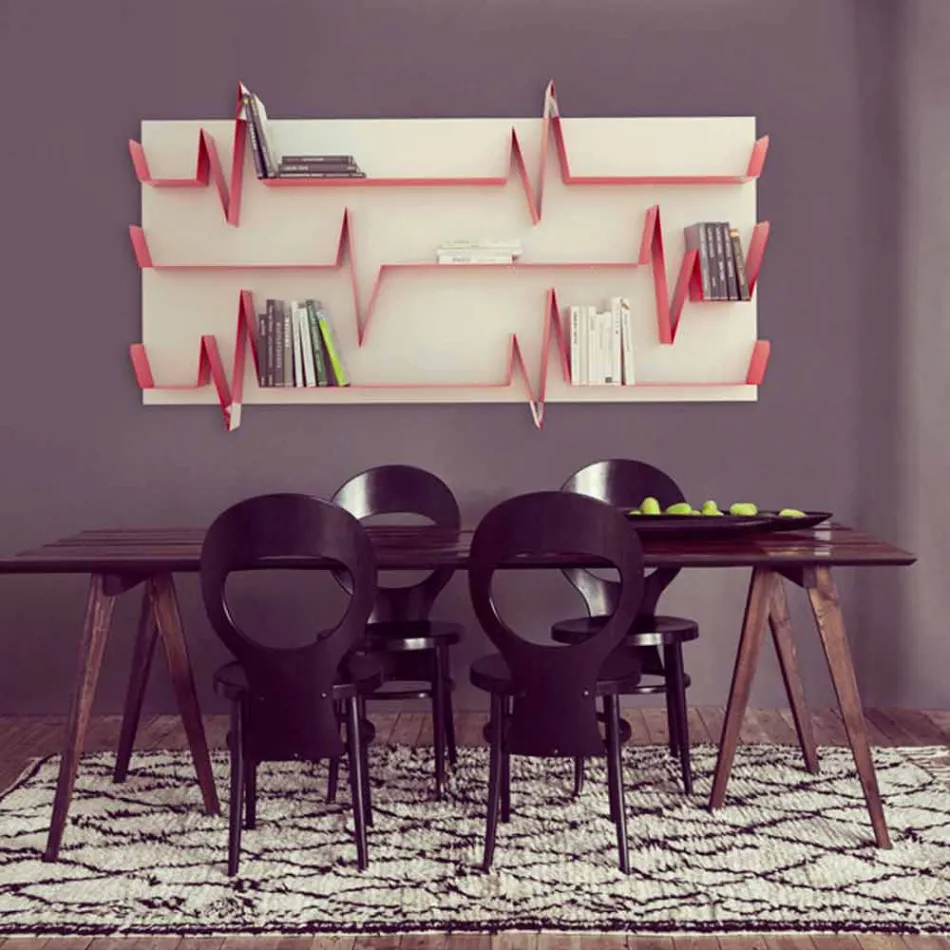 Bibliotek Design Battikuore 186x101 (3 hyllor) Mabele Viadurini