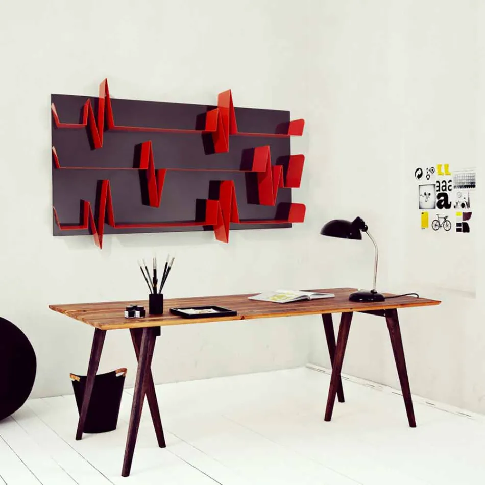 Bibliotek Design Battikuore 186x101 (3 hyllor) Mabele Viadurini