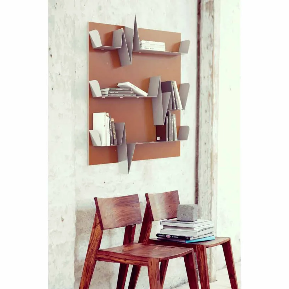 Bibliotek Design Battikuore 90x127 (3 hyllor) Mabele Viadurini