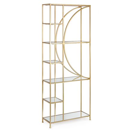 Fristående bokhylla i stål- och glasskivor Elegant design - Noralea Viadurini