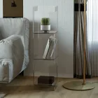 Fristående bokhylla i transparent eller rökt akrylkristall - Icaria Viadurini