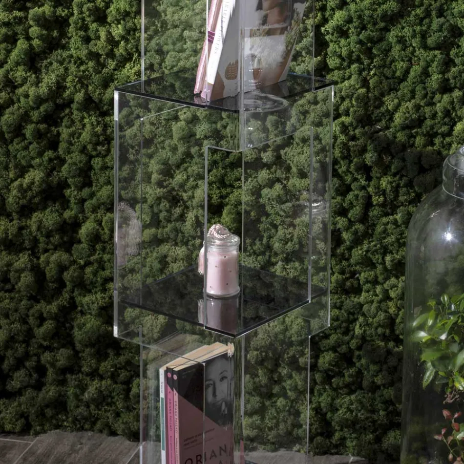 Fristående bokhylla i transparent eller rökt akrylkristall - Icaria Viadurini