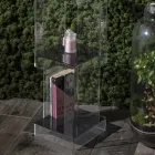 Fristående bokhylla i transparent eller rökt akrylkristall - Icaria Viadurini