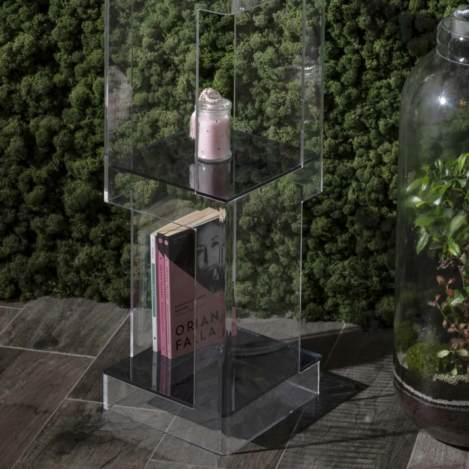 Fristående bokhylla i transparent eller rökt akrylkristall - Icaria Viadurini