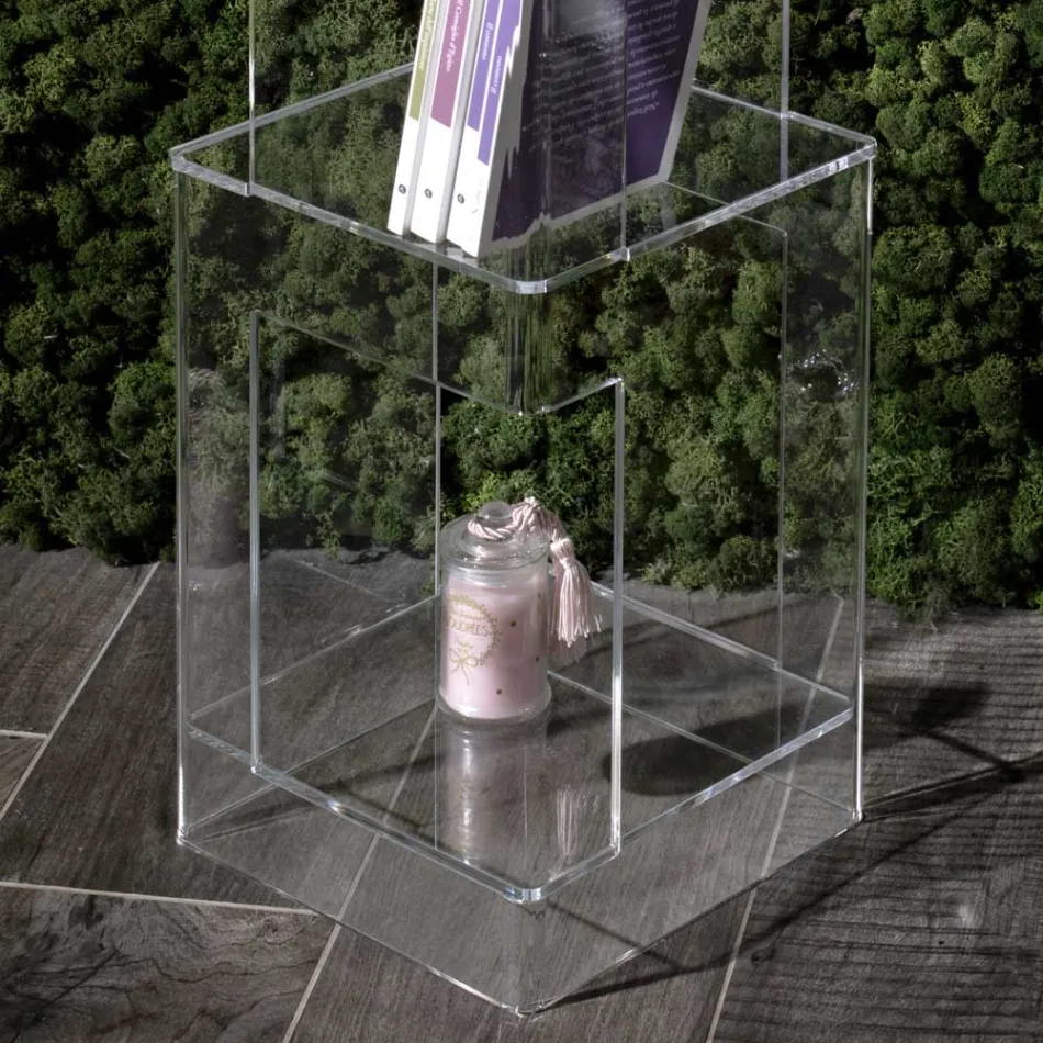 Fristående bokhylla i transparent eller rökt akrylkristall - Icaria Viadurini