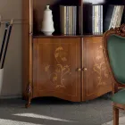 Bokhylla i inlagt Bassano valnötsträ med dörrar Made in Italy - Commodo Viadurini