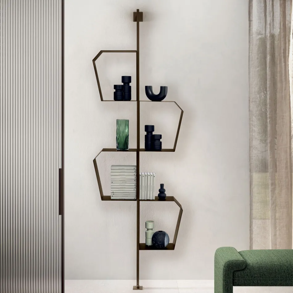 Målad metallbokhylla med justerbara ben Tillverkad i Italien - Fernanda Viadurini