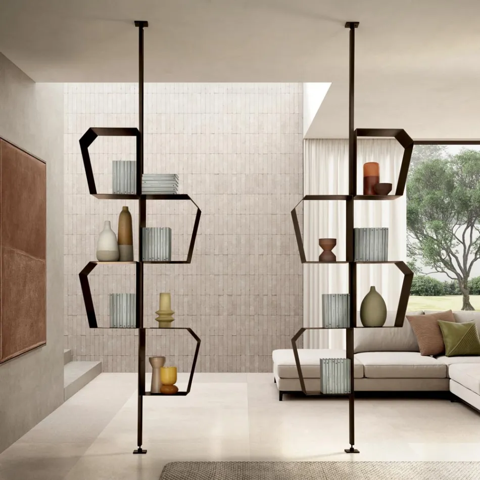 Målad metallbokhylla med justerbara ben Tillverkad i Italien - Fernanda Viadurini