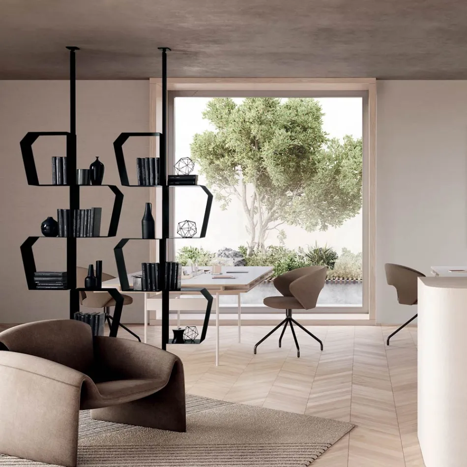 Målad metallbokhylla med justerbara ben Tillverkad i Italien - Fernanda Viadurini