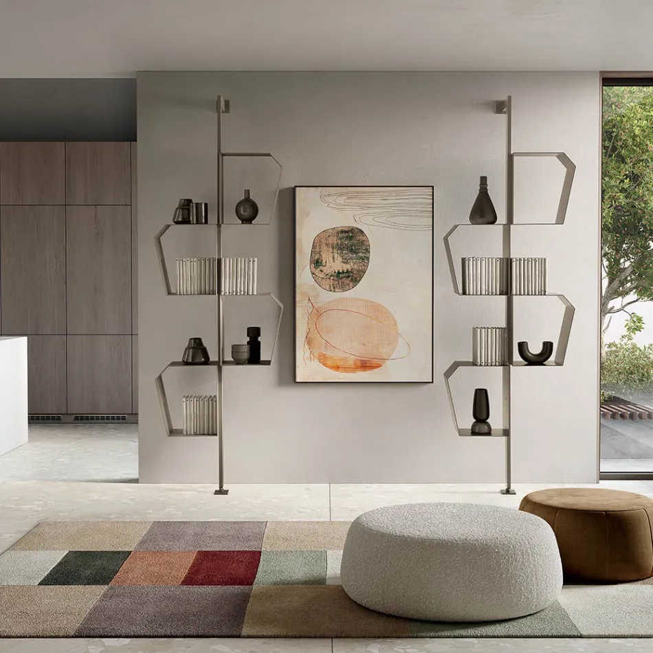Målad metallbokhylla med justerbara ben Tillverkad i Italien - Fernanda Viadurini