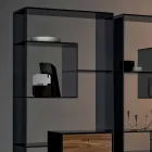 Bokhylla i rökt glas med italiensk design av Canaletto Walnut Wood italiensk design - Linzy Viadurini