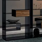Bokhylla i rökt glas med italiensk design av Canaletto Walnut Wood italiensk design - Linzy Viadurini