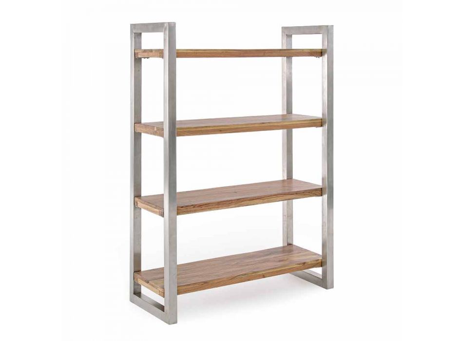 Modern bokhylla med struktur i förkromat stål och Homemotion - Lisotta Viadurini