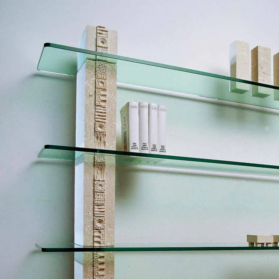 Modulär bokhylla i sten och glas med en modern Galene-design Viadurini