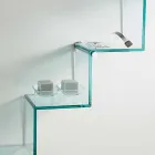 Bokhylla för föremål på väggen Originaldesign i glasstege - Volano Viadurini