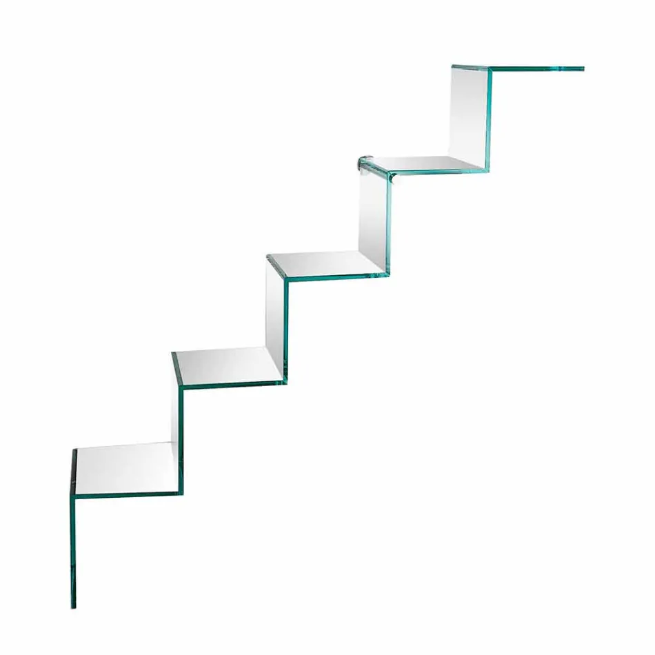 Bokhylla för föremål på väggen Originaldesign i glasstege - Volano Viadurini