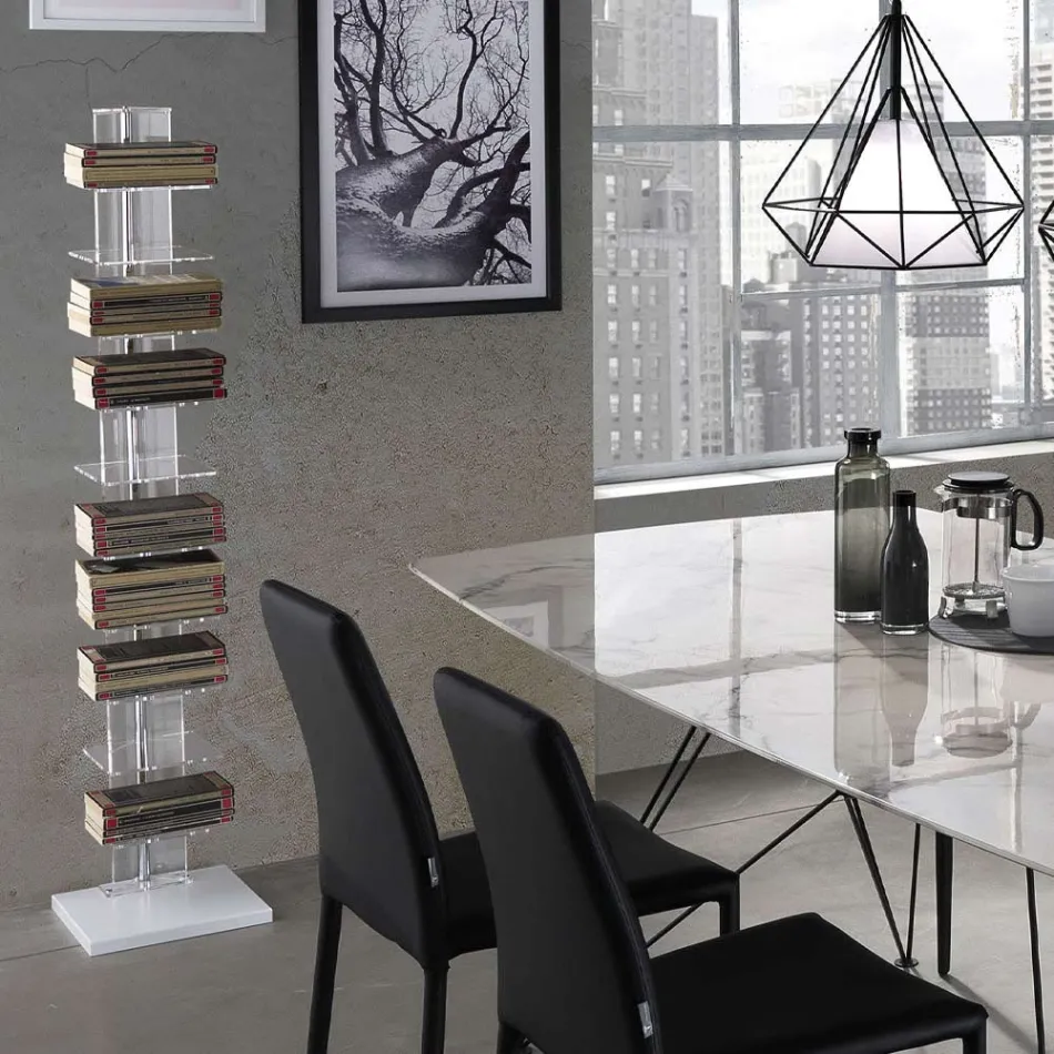Bokhylla gjord av transparent akryl - krom Viadurini