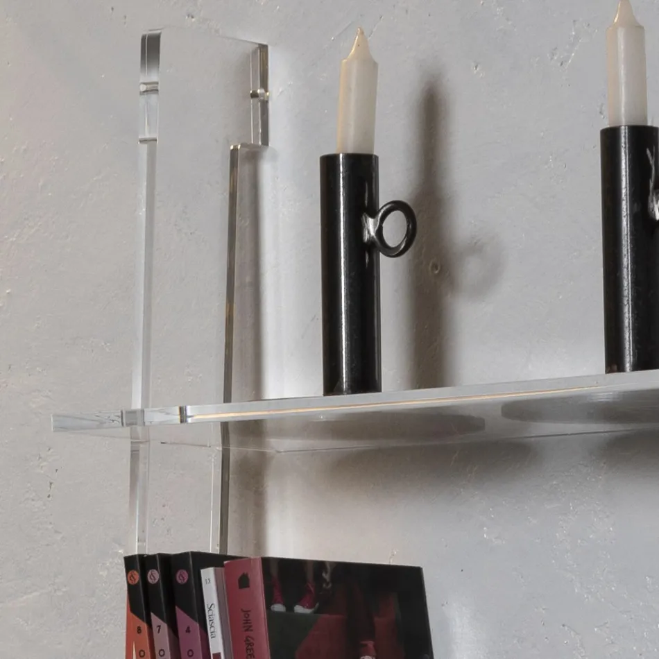 Vardagsrumsbokhylla i transparent akrylkristall 2 storlekar - Parotta Viadurini