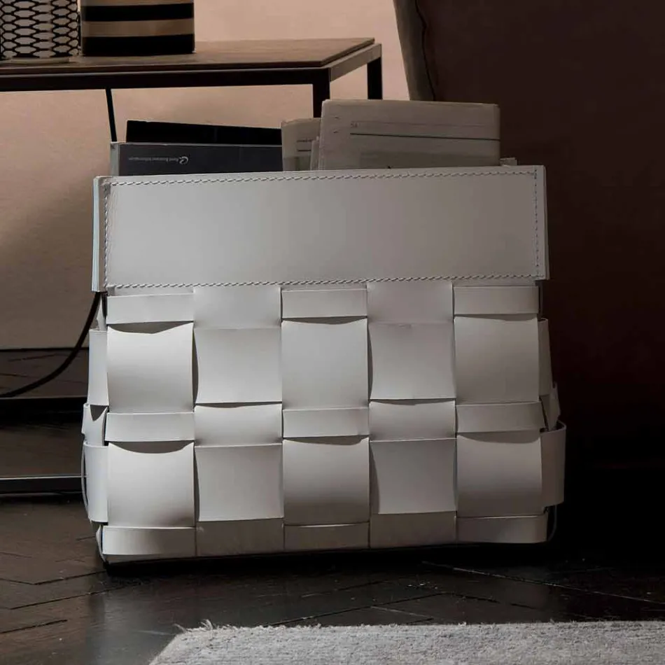 Lory design väggmonterat läder magasinställ, tillverkat i Italien Viadurini