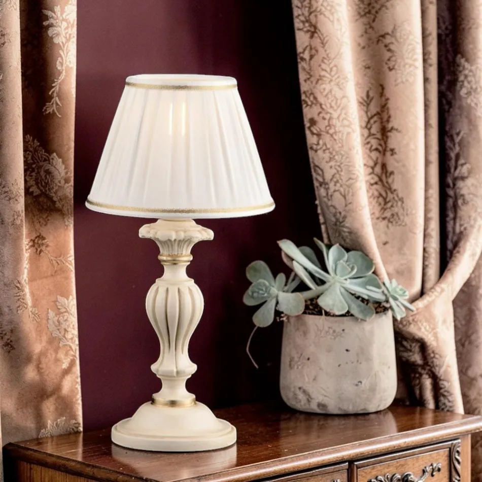 Trälampa med lampskärm Tillverkad i Italien - Milano Viadurini