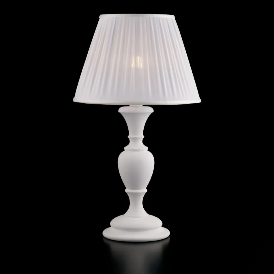 Trälampa med lampskärm tillverkad i Italien för inredning - Florens Viadurini